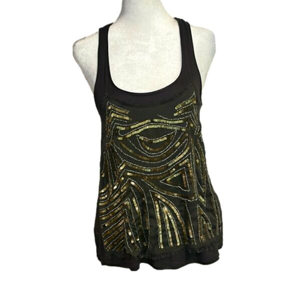Nordstroms Kimchi Blue dark charcoal racer back tank mesh beading sequin gray XS - Picture 1 of 8